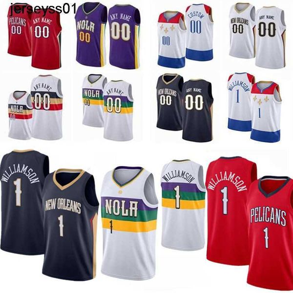 

men basketball jerseys zion 1 williamson nop pelican new orlean brandon ingram cj mccollum jonas valanciunas larry nance jaxson hayes kira, Black;red