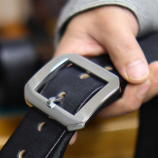 

solid stainless steel new designer genuine leather s for men vintage washed pin buckle belt 1216, Black;brown