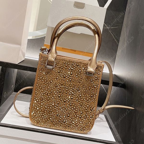 

Shoulder Bags Designer Charming Rhinestone Tote Bag Hangbag Totes Crossbody Wallet Leather Top Purse Shine Evening Pochette Party 5 Colors Flap, Black