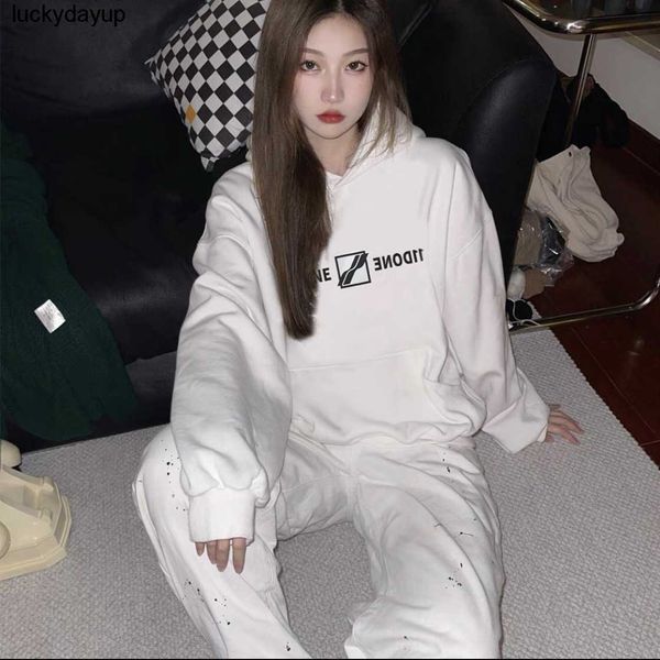 

men's hoodies designer sweatshirts we11done niche fashion brand mirror hoodie men women couples loose hoodie, Black