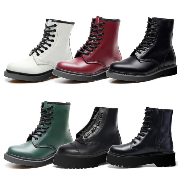 

platform ankle boots for men women style nappa leather lace-up classic color size 35-48, Black