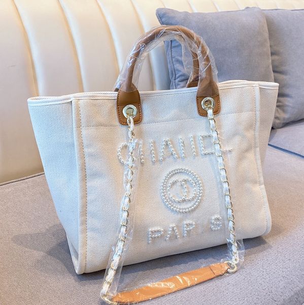 

bag tote designer bags channel chain bags beach women luxury fashion knitting purse shoulder large capacity canvas shopping handbags