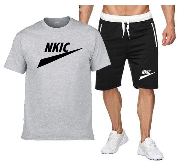 

new pcs set men's tracksuit gym fitness casual sports suit male patchwork jogging sport wear fashion workout set men brand logo print, Gray