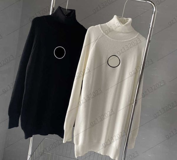 

womens sweaters classic logo embroidery lapel long sleeve pullover knit sweater striped decoration medium long style knitwear fashion brand, White;black