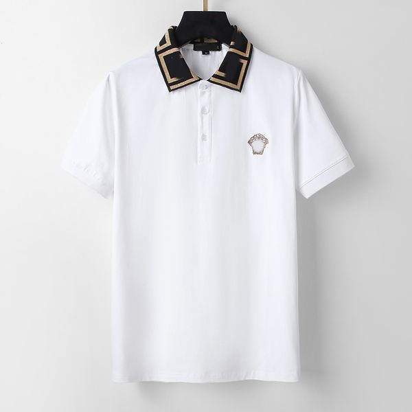 

lapel short-sleeved men's ins summer trend business casual polo shirt men's high-grade embroidered t-shirt men breathable absorben, White;black