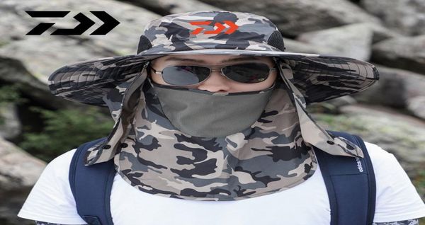 

daiwa fishing sun foldable outdoor climbing fisherman uv protection sunshade big eaves adjustable hat man cap y2007143237104, Blue;gray