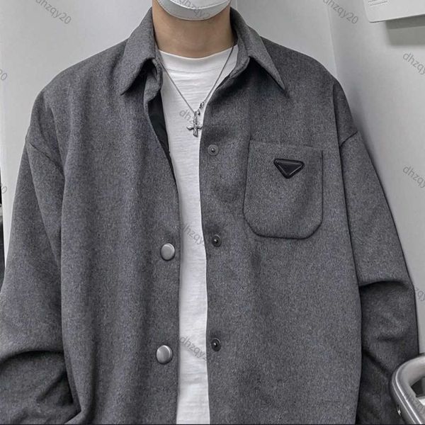 

pd woolen jacket designer windbreaker jackets winter warm parka metal triangle logo gray shirt men and women's thickened sweatshirt cas, Black;brown