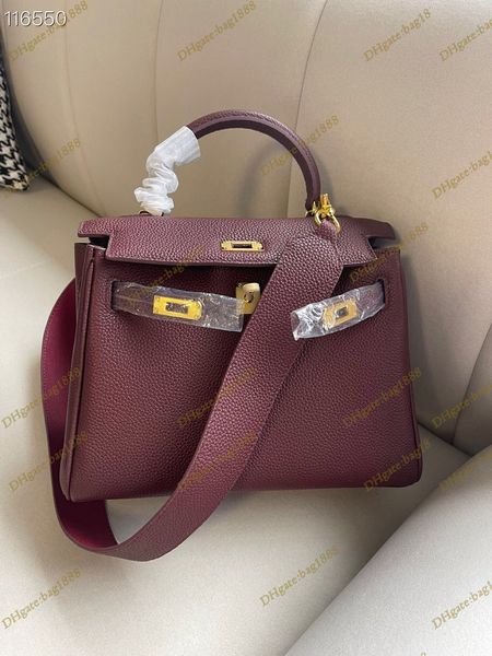 

new women's bag luxury designer classic handbag wide shoulder belt kl togo cow leather crossbody bag fashion cross buckle briefcase 25c