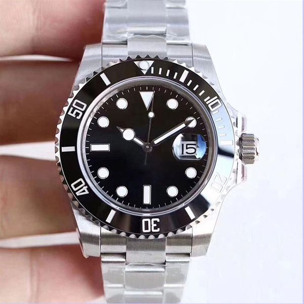 

st9 steel watch ceramic bezel black sapphire date 40mm automatic mechanical stainless mens men glide clasp wristwatches239r, Slivery;brown