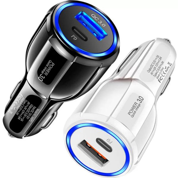 

car charger fast quick charging pd usb-c qc3.0 type c auto power adapters for ipad iphone 12 13 pro max samsung lg chargers