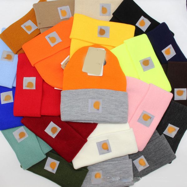 

Unisex Winter Woolen Warm Folded Beanie Knit Hat Luxury Designer Brand Double-Layer Women Men Plain Casual Pullover Slouchy Ski Skull Caps Fashion Street Hats, Wine red