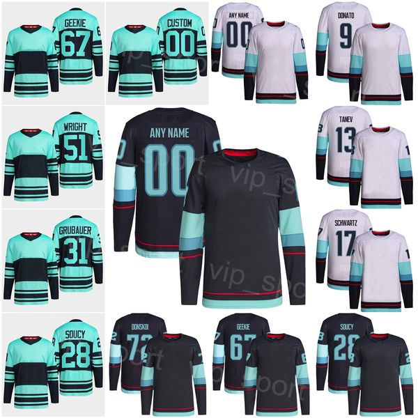 

reverse retro hockey 9 ryan donato jerseys 72 joonas donskoi 28 carson soucy brandon tanev jaden schwartz philipp grubauer morgan geekie sha, Black;red