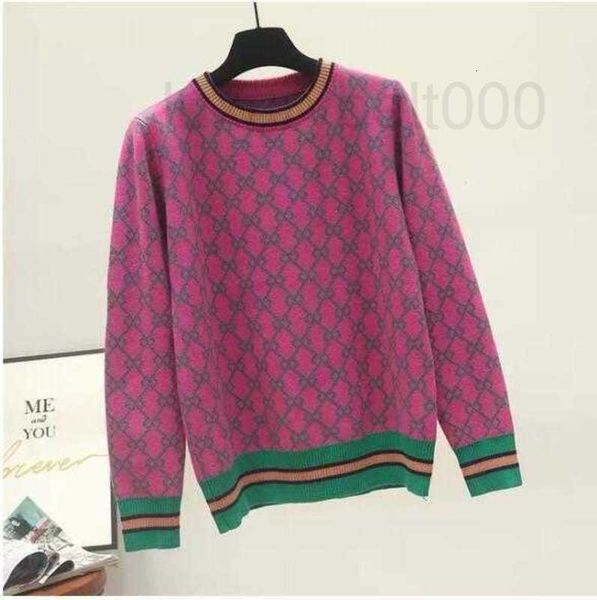 

women's sweaters designer autumn and winter loose knit sweater korean style pullover round neck geometric clash jacquard casual jumper, White;black