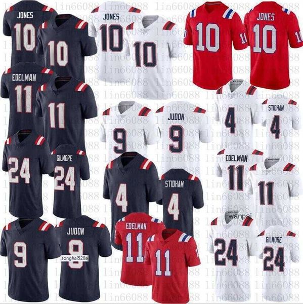 

men stitched 2021 football 10 mac jones 9 matt judon #11 julian edelman 24 stephon gilmore 4 jarrett stidham ''nfl''jers, Black;red