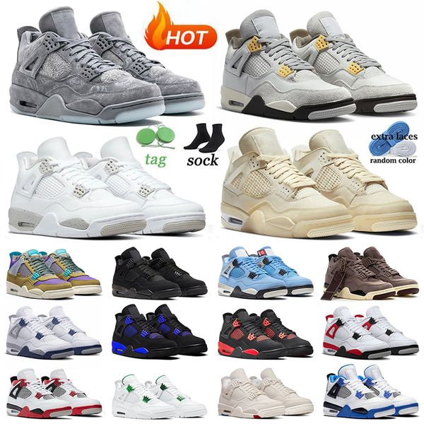 

jumpman 4 4s basketball shoes sail kaws grey pn dust white oreo desert moss military black cat violet ore university blue thunder trainers m, White;red