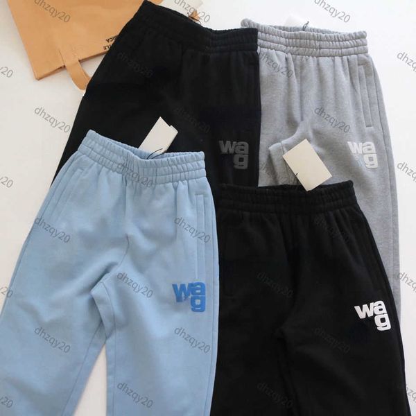

aw casual pants designer letter print cotton sports leggings trendy loose men's and women's hip hop trousers, Black
