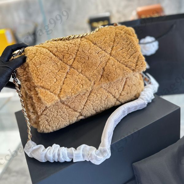 

30cm f/w lambwool 19 designer totes bags classic flap series quilted metal hardware matelasse chain handle shoulder strap large capacity wom