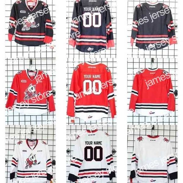 

college hockey wears nik1 2016 customize ohl niagara icedogs jersey mens womens kids black white red ice hockey jerseys custom any name any