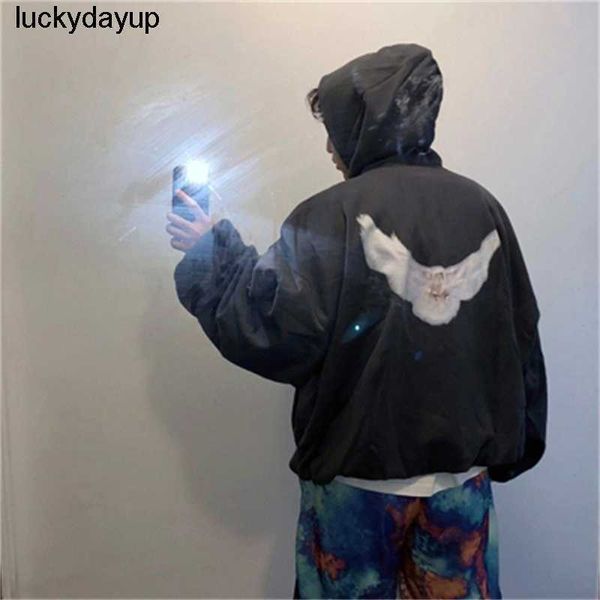 

men's hoodies designer sweatshirts kanyes fashion hooded peace doves printed mens wome streetwear hoodie, Black