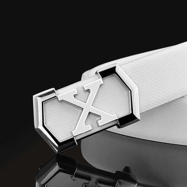 

s fashion x buckle letter men's white luxury designer casual leather cowhide denim pants belt cintos masculinos 1216, Black;brown