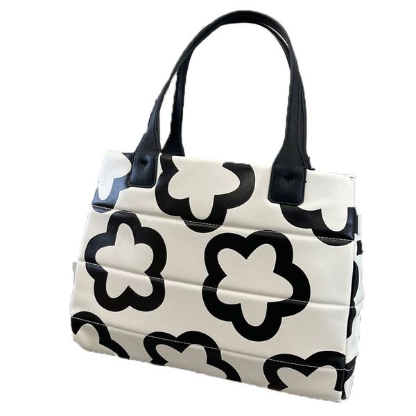 

shoulder tote bag women handbag purse beach shopping bag floral print feather cotton straps fashion letters large capacity pocket leather ha