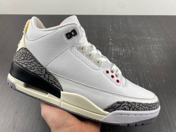 

3 3s men basketball shoes white cement reimagined mens sports trainers sneakers summit white/fire red-cement grey, Red;white