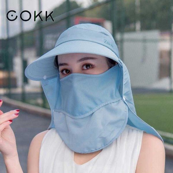 

beanie/skull caps cokk summer hats for women sun hat with breathable suncreen outdoor bicycling beach cap visor wide brim sunhat female new, Blue;gray