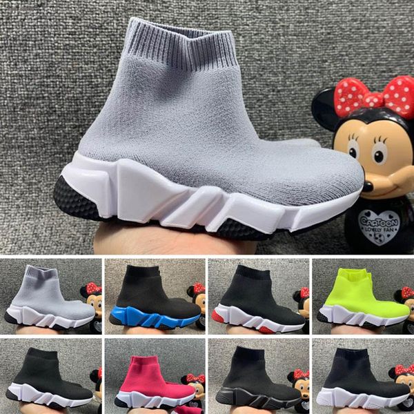 

kids fashion ankle boots speed stretch mesh high chaussure trainer running shoes speed knit sock mid-trainer sneakers281z, Black