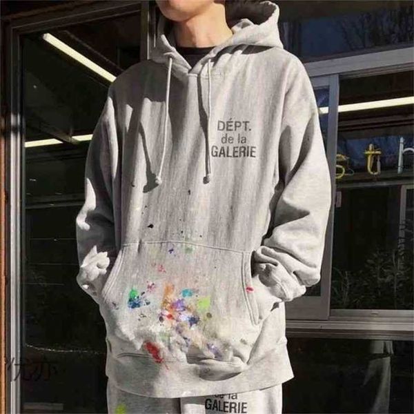 

hip hop galleryes fashion hoodies hoodie graffiti splash retro loose men's women's paint wash high street nt22, Black