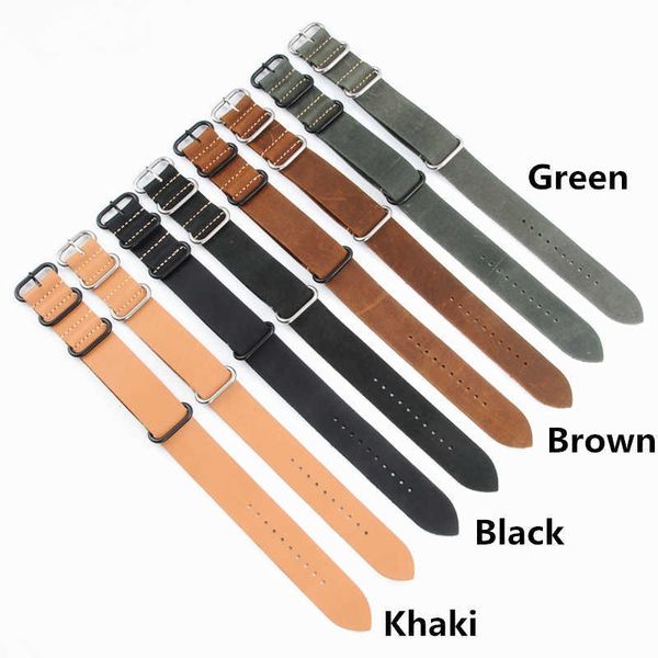 

watch bands merjust vintage 18mm 20mm 22mm 24mm 26mm black brown green khaki genuine leather nato watch band strap wristband bracelet t22121