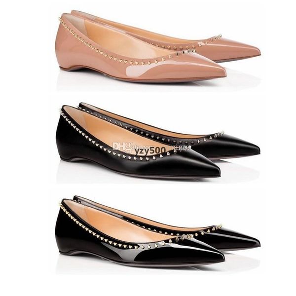 

red-bottoms christians with box dress shoes sole high heels for women party wedding triple black nude spikes pointed flat toes pumps cog