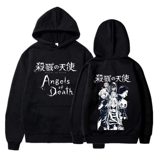 

angel of death hoodie japanese anime sweatshirt long sleeve cosplay pullover, Black