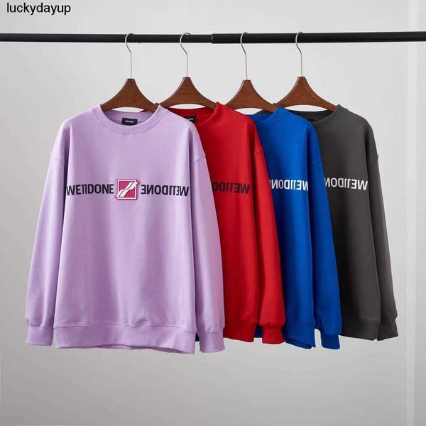 

women's hoodies designer sweatshirts we11done label color round neck pullover men's women's sweater hoodie, Black