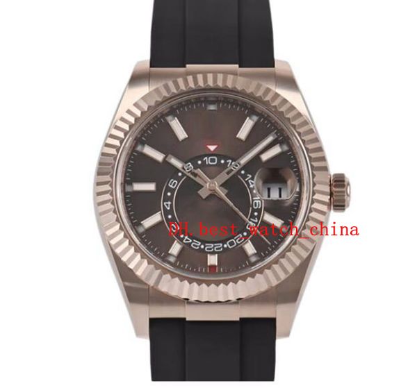 

18k rose gold dual time zone men's watch 42mm m326235-0005 brown dial world time mechanical automatic 2022, Slivery;brown