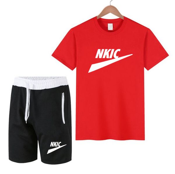 

fashion men's sets men tracksuit men summer print suit 2 pieces fitness sportswears beach shorts mens casual t-shirts male, Gray
