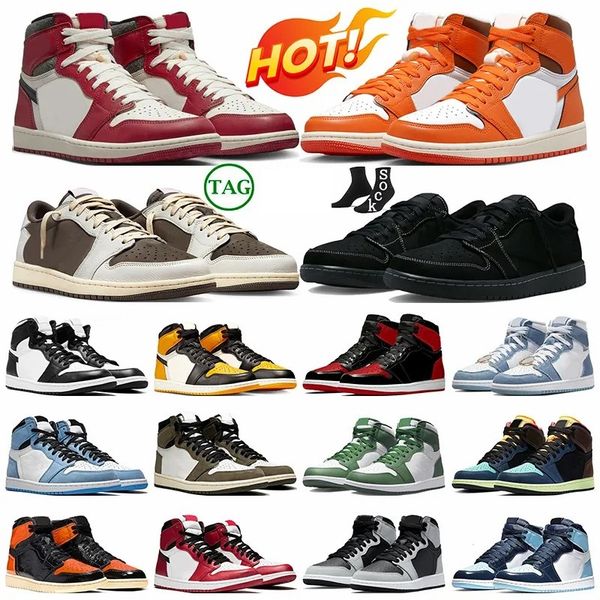 

with box designer jumpman 1 reteo 1s mens basketball shoes sneakers lost and found black phantom starfish taxi scotts stage haze bred patent