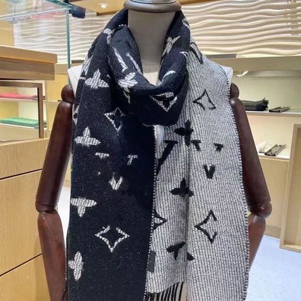 

classic designer scarves cashmere jacquard scarf for man and women winter long shawls full letter printed touch warm wraps scarfs with tags, Blue;gray