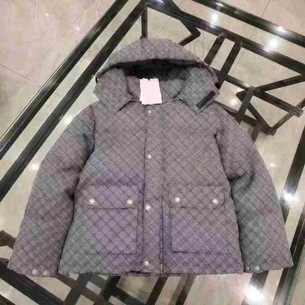 

men's down & parkas designer mens down parkas thich jacquard downs jacket to keep warm hooded loose pocket outwear coats mens woman ove, Black