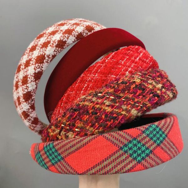 

new fashion women headband warm festive hairband plush plaid turban party girls headwear hair accessories, Slivery;white