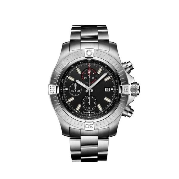 

new super avenger ii 1884 mens watches quartz chronograph stainless steel bracelet sapphire glass black blue leather sport259u, Slivery;brown