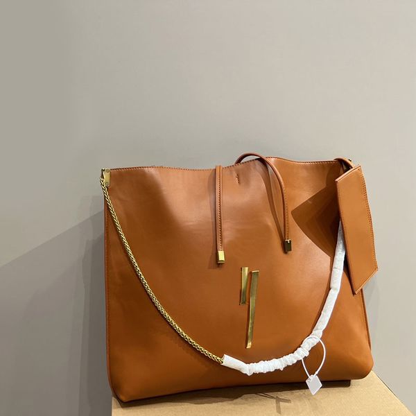 

chain handbag tote shopping bag large capacity pocket women shoulder bags genuine leather fashion letters removable pocket plain handbags pu