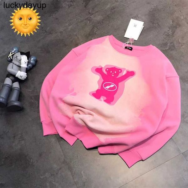 

men's hoodies designer sweatshirts winter new casual we11done zipper bear printed round neck plush sweater fashion brand hoodie, Black