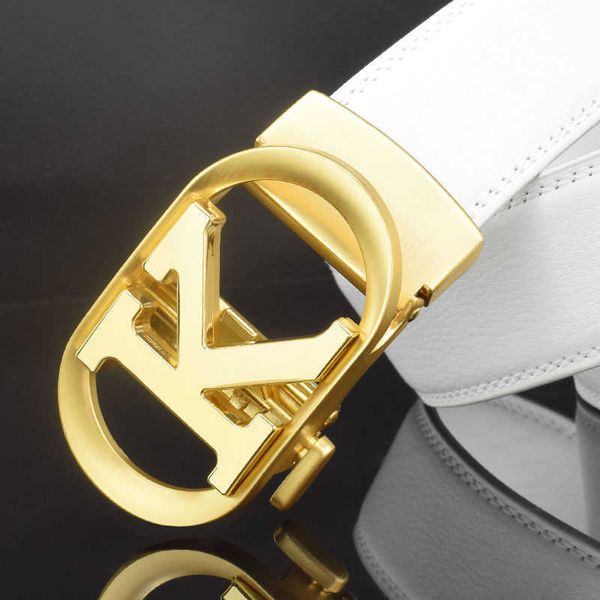 

k-letter belt men's leather automatic buckle white boys' fashion leisure designer belts men ceinture homme 1216, Black;brown