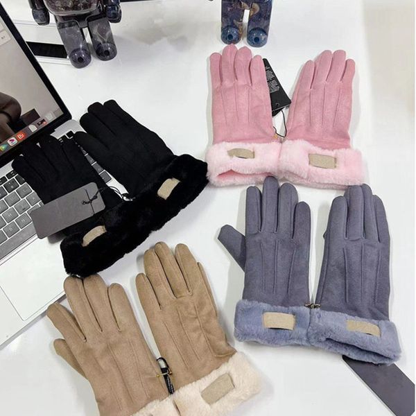 

austraila designer gloves winter fleece touch screen glove women girls warm full finger mittens outdoor riding mitten gift, White