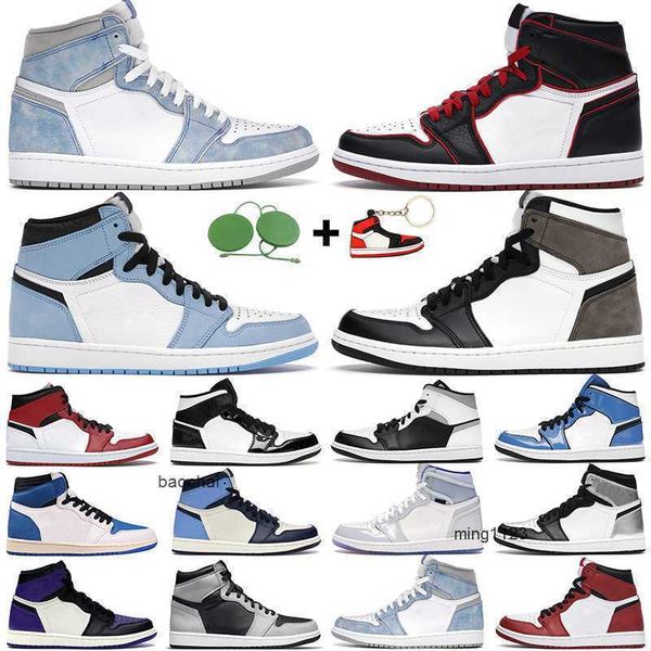 

men women basketball shoes 1s high og 1 electro orange shadow 2.0 hyper royal light chicago racer blue mens trainers sports sneakers jordon, Black