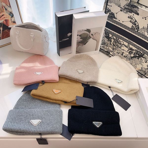 

winter woollen knitted hat fashion beanie cap warm caps for man woman 6 colors, Blue;gray