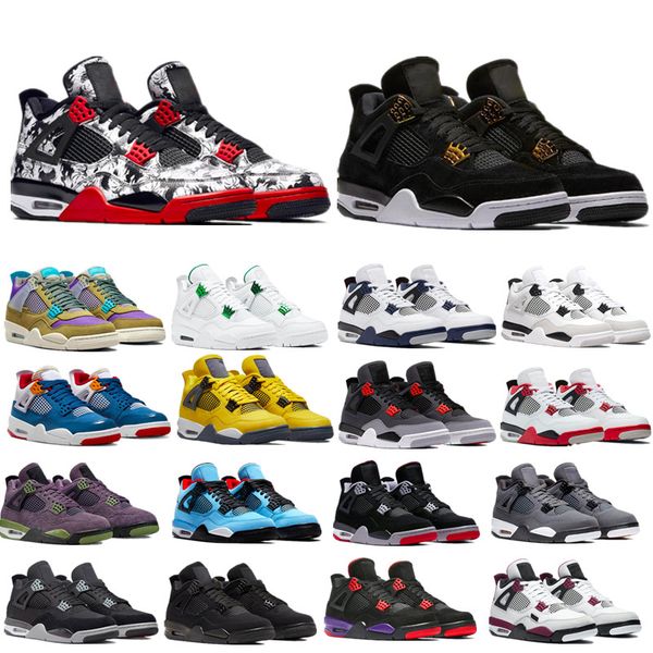 

university blue 4 4s mens basketball shoes pure money oreo noir neon mushroom motorsport away military blue metallic red infrared men sports