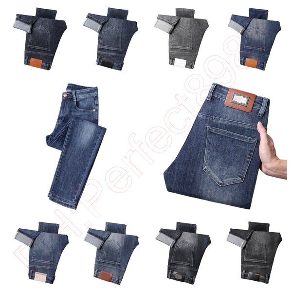 

new jeans chino pants pant men's trousers stretch autumn winter close-fitting jeans cotton slacks washed straight business casual qk302, Blue