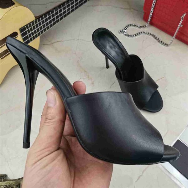 

luxury design sandals 2023 yslity fashion women summer high heels leather cross tie men flat casual slippers 01-09, Black