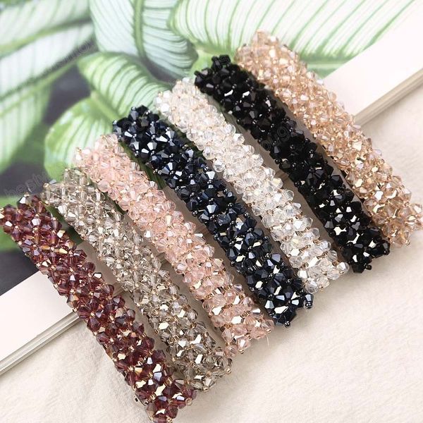 

korean elegant hairpins shiny rhinestone barrettes hair clips for women girls fashion sweet hairgrips hair accessories, Golden;silver